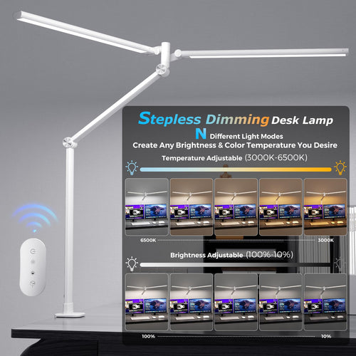 Airlonv 17-Inch Clamp LED Desk Lamp with Stepless Dimming