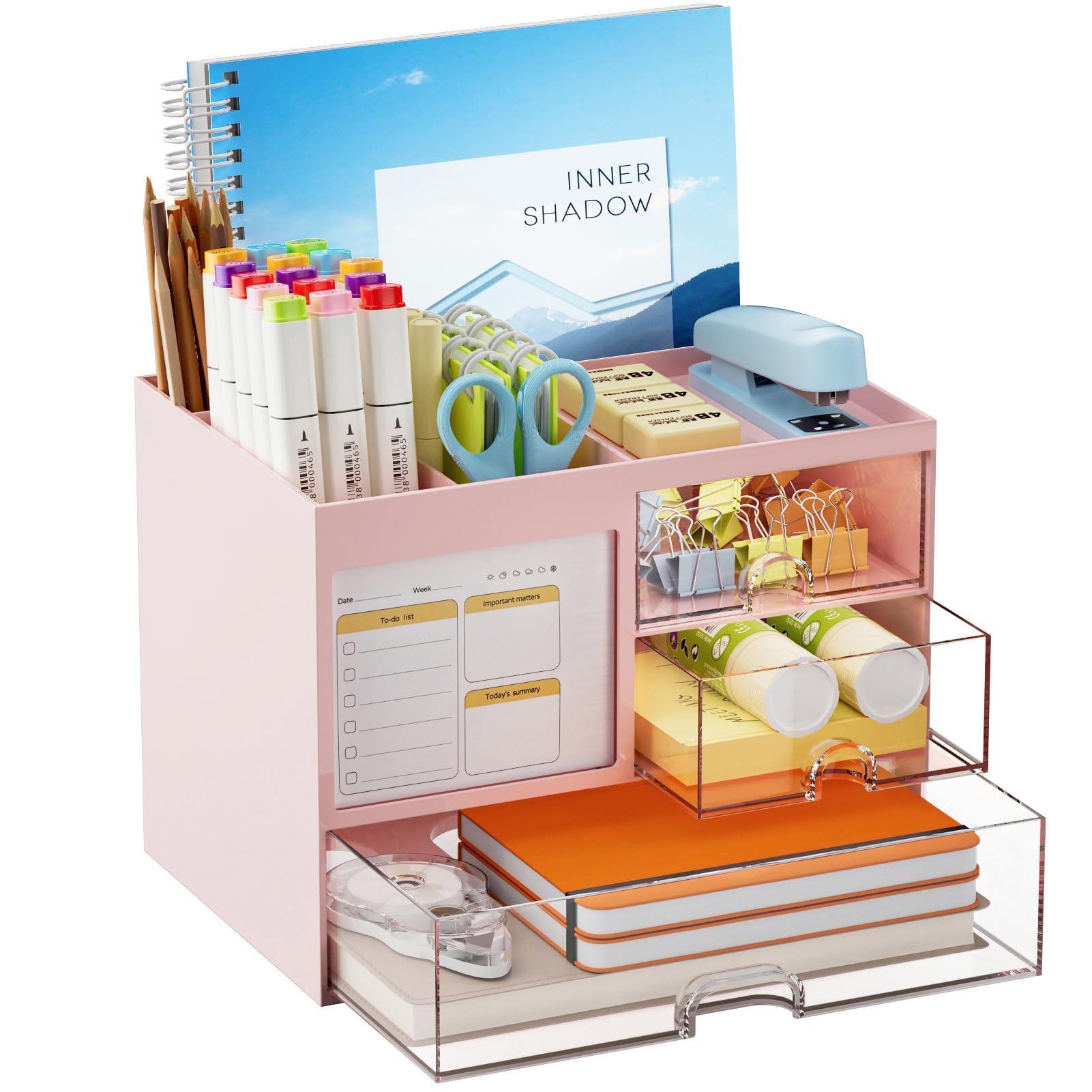 3-Drawer Desk Organizer with Memo and Storage Compartments