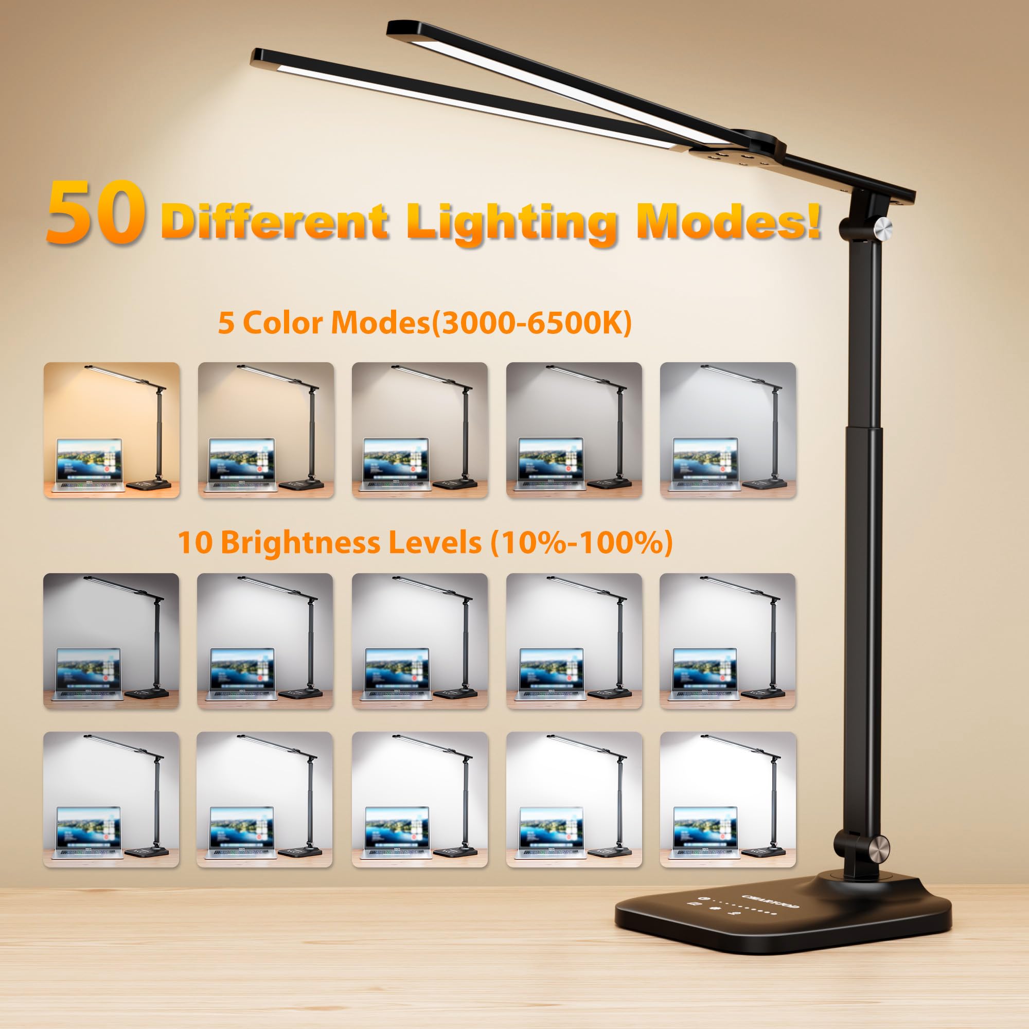 CHARYJOD LED Desk Lamp for Home and Office Workspaces