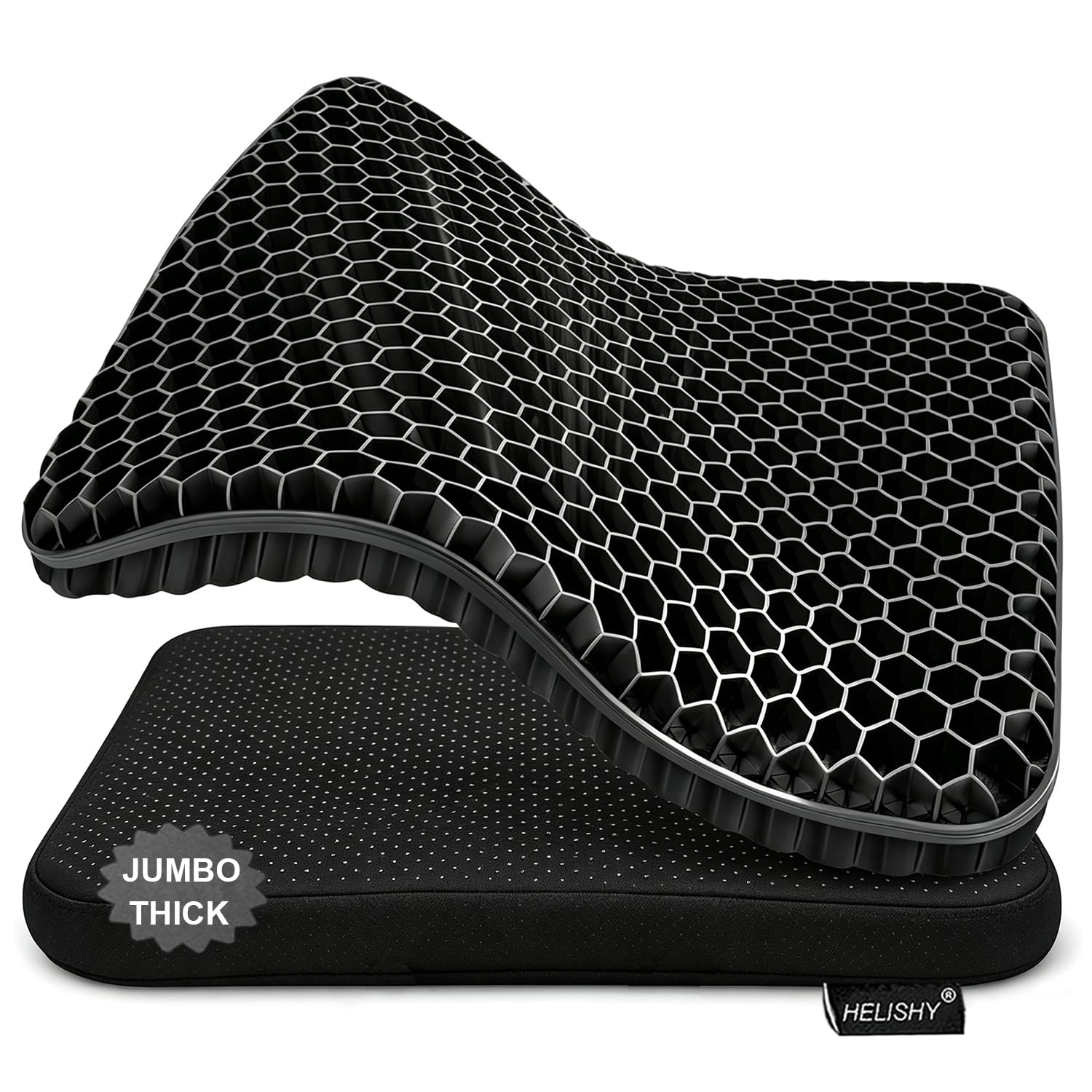 Helishy Gel Seat Cushion, Double Thick Egg Gel Cushion for Pressure Pain Relief, Breathable Wheelchair Cushion Chair Pads for Car Seat Office Chair