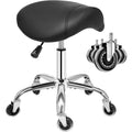 ANWBROAD Saddle Stool with Wheels, Thick Wide Saddle Seat Padding, Black