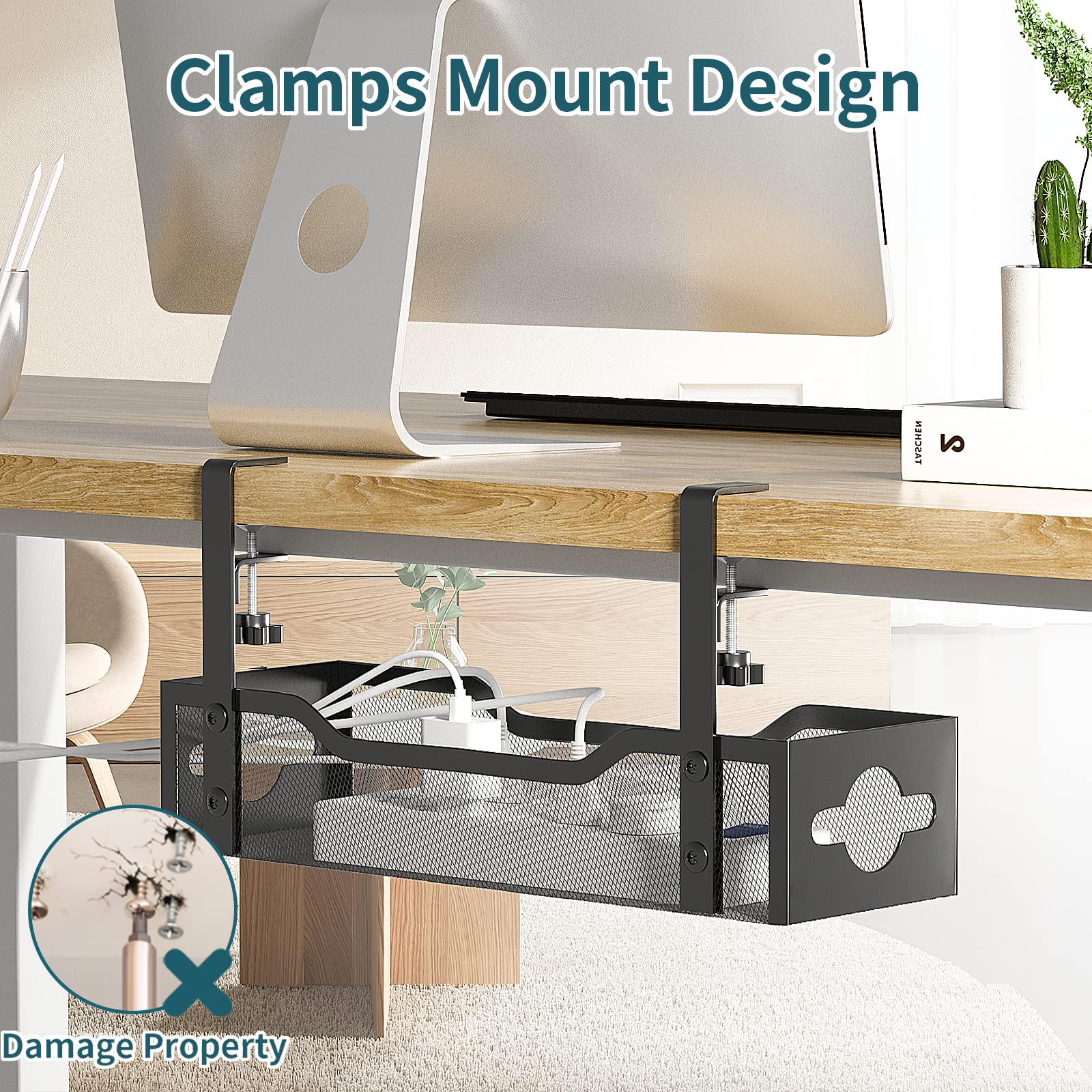 Under-Desk Cable Management Tray for Organized Workspaces