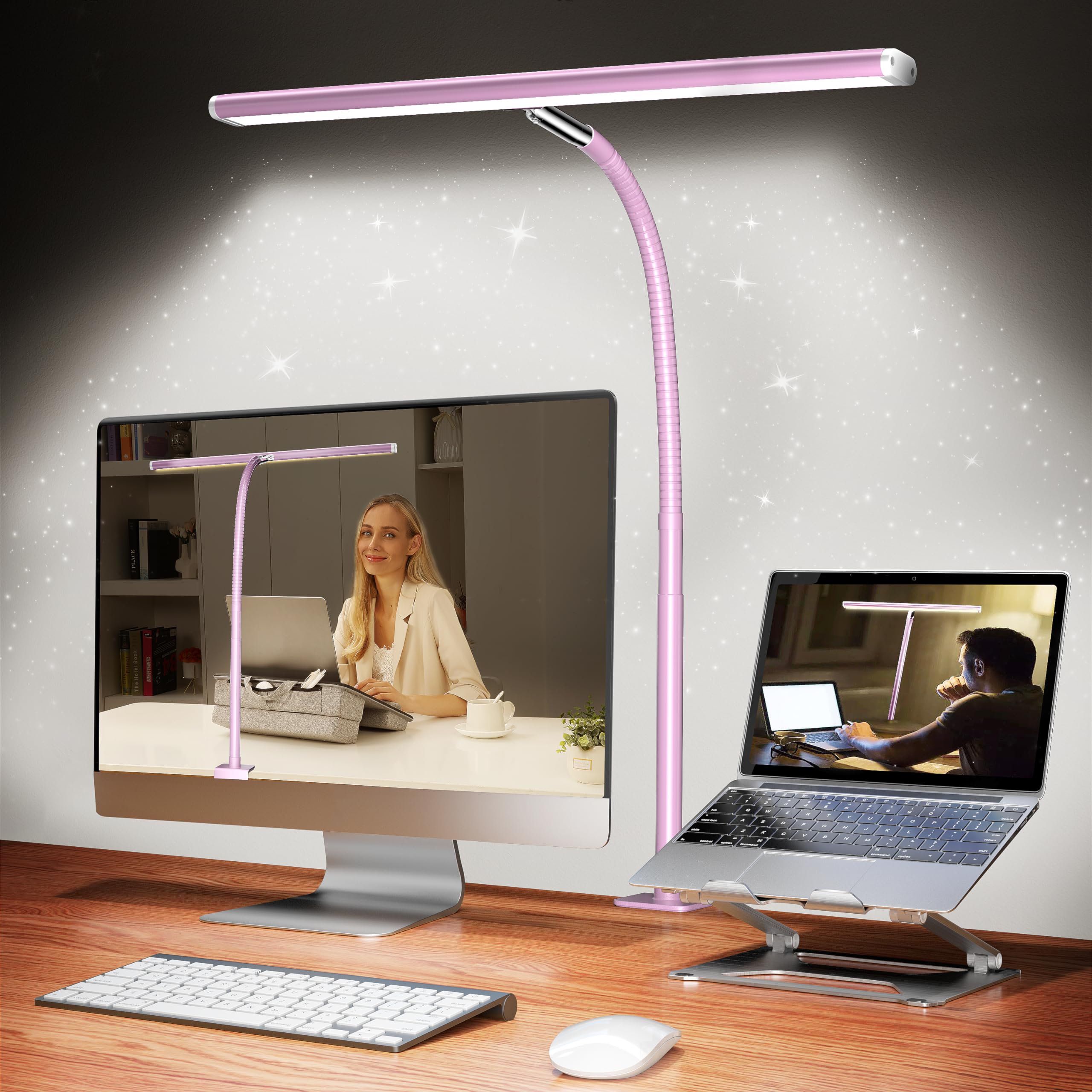 Airlonv 17-Inch Clamp LED Desk Lamp with Stepless Dimming