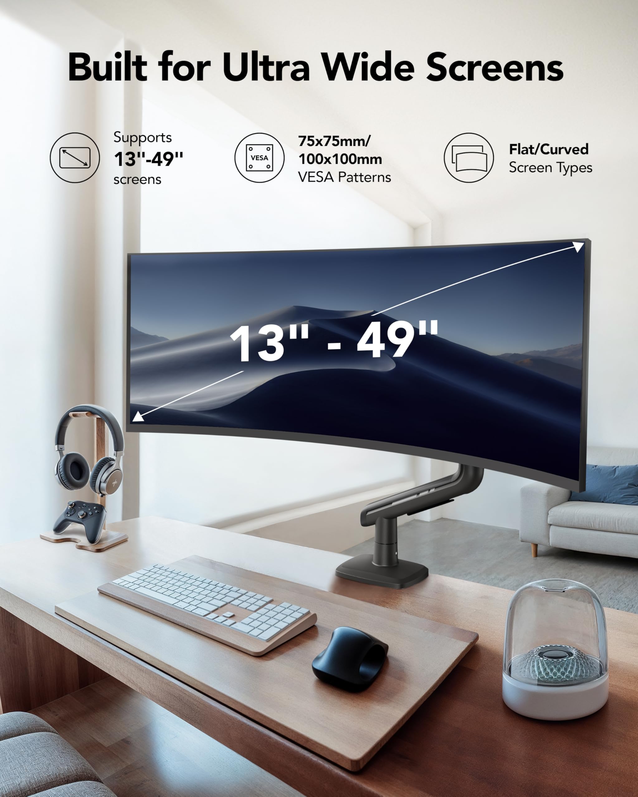 HUANUO Heavy Duty Monitor Arm for Ultrawide Screens