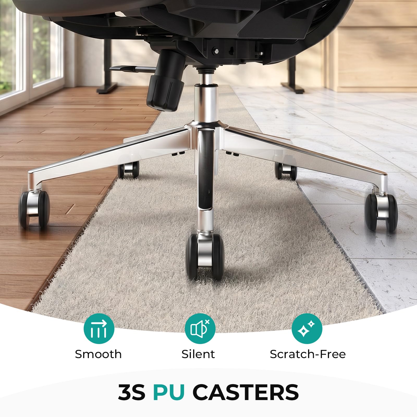 CAPOT Ergonomic Mesh Office Chair, Adjustable Lumbar High Back Desk Chair 400lbs, 4D Flip-up Arms, 3 Tilt Backrest, 3D Headrest, PU Wheels, Swivel Rolling Computer Seating for Long Desk Work