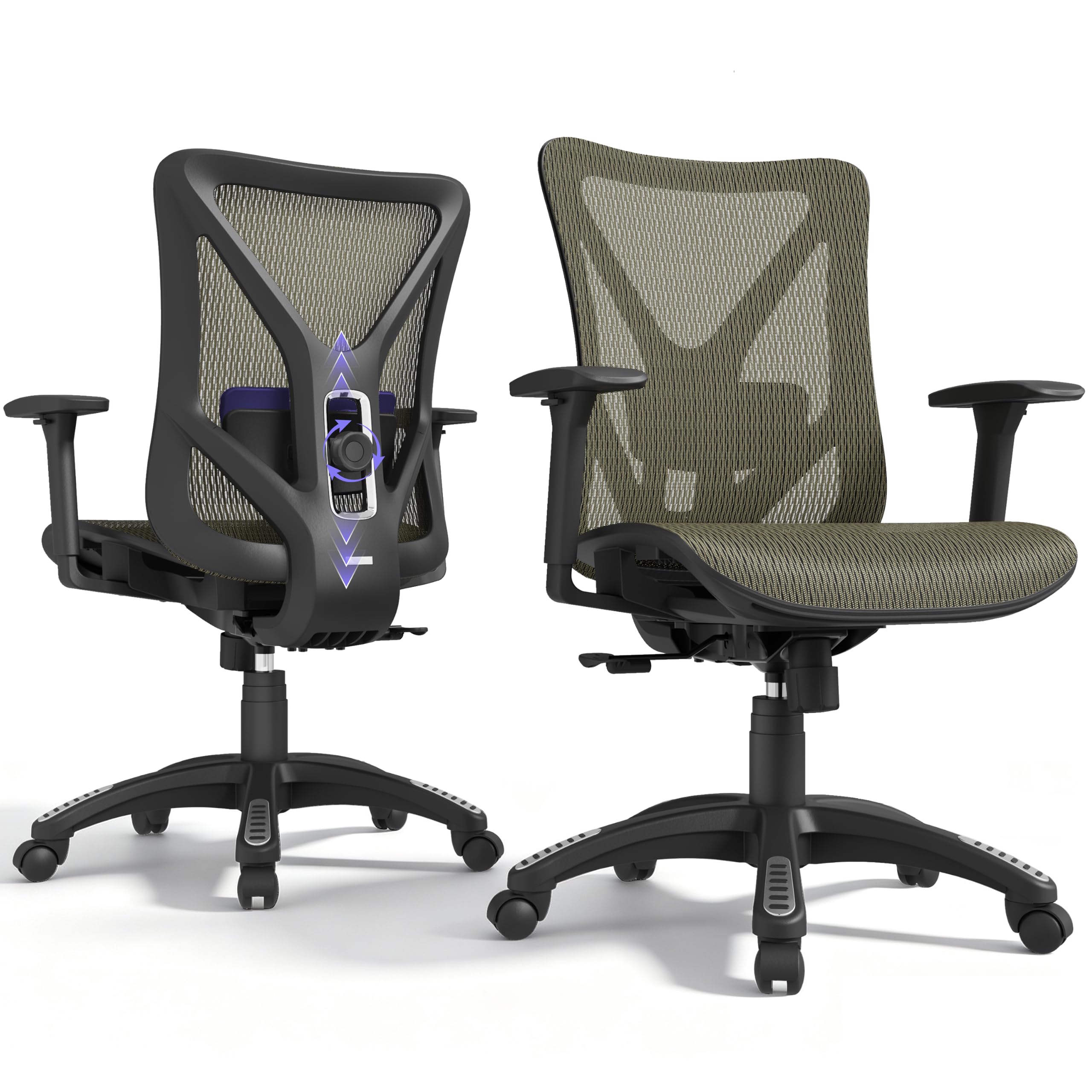Ergonomic Office Chair, Mesh Computer Desk Chairs with BIFMA X5.1 Certified, Adjustable Lumbar Support, 3D Arm, Tilt Back, Wide Seat, Comfy Swivel Work Task Chair for Company and Home