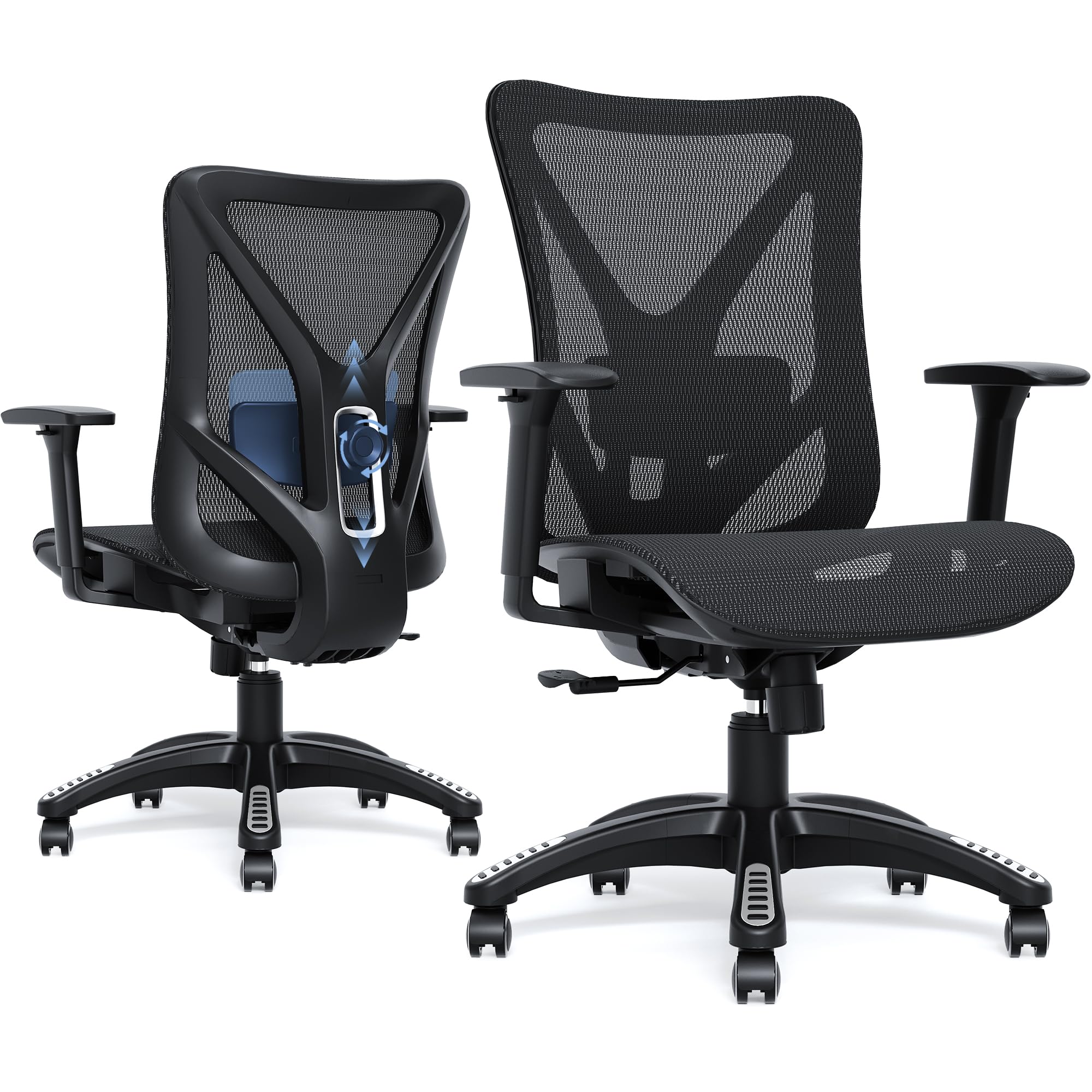 Ergonomic Office Chair, Mesh Computer Desk Chairs with BIFMA X5.1 Certified, Adjustable Lumbar Support, 3D Arm, Tilt Back, Wide Seat, Comfy Swivel Work Task Chair for Company and Home