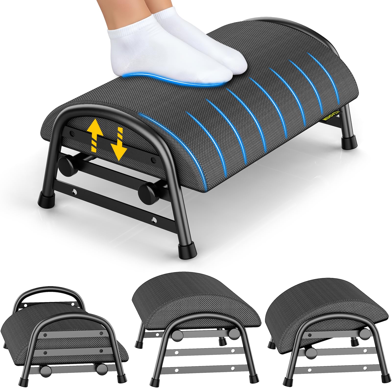 YEASHEIN Adjustable Foot Rest for Under Desk at Work, Ergonomic Under Desk Footrest with 6 Positions, Foot Stools for Under Office Desk Chair, Leg Rest for Home, Car, Computer, Gaming Accessories