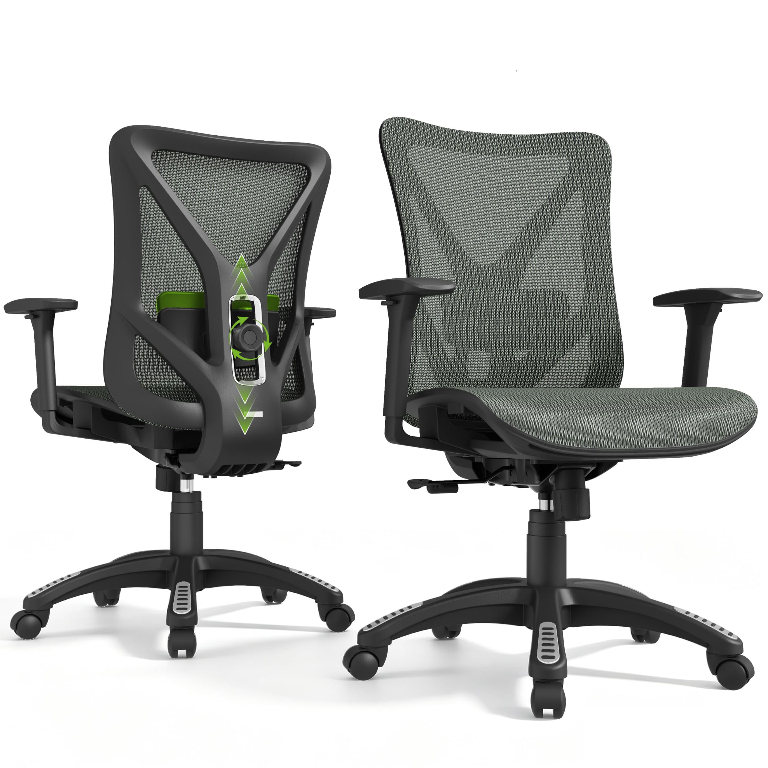 Ergonomic Office Chair, Mesh Computer Desk Chairs with BIFMA X5.1 Certified, Adjustable Lumbar Support, 3D Arm, Tilt Back, Wide Seat, Comfy Swivel Work Task Chair for Company and Home