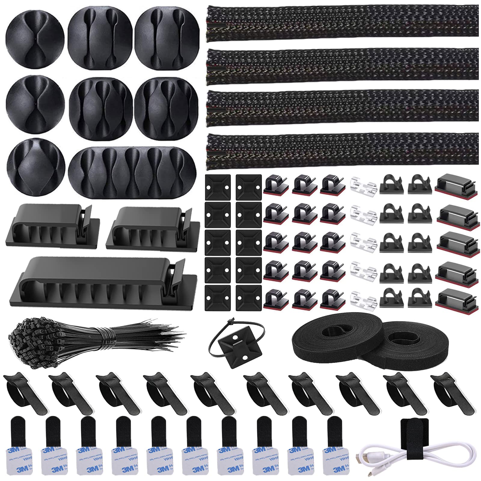 NOROCME 192-Piece Cable Management Kit with Wire Sleeves