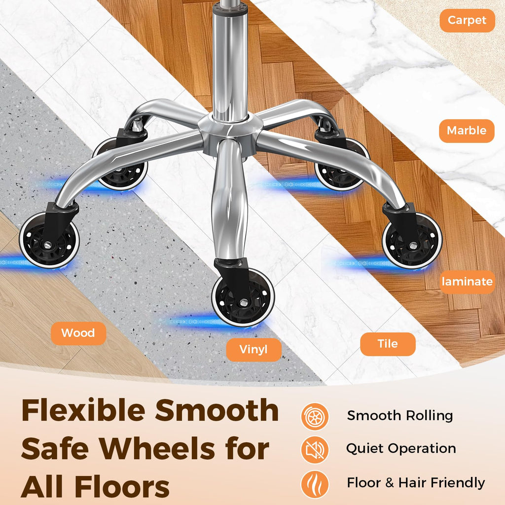 FREEKYROCK Leather Rolling Stool with Wheels