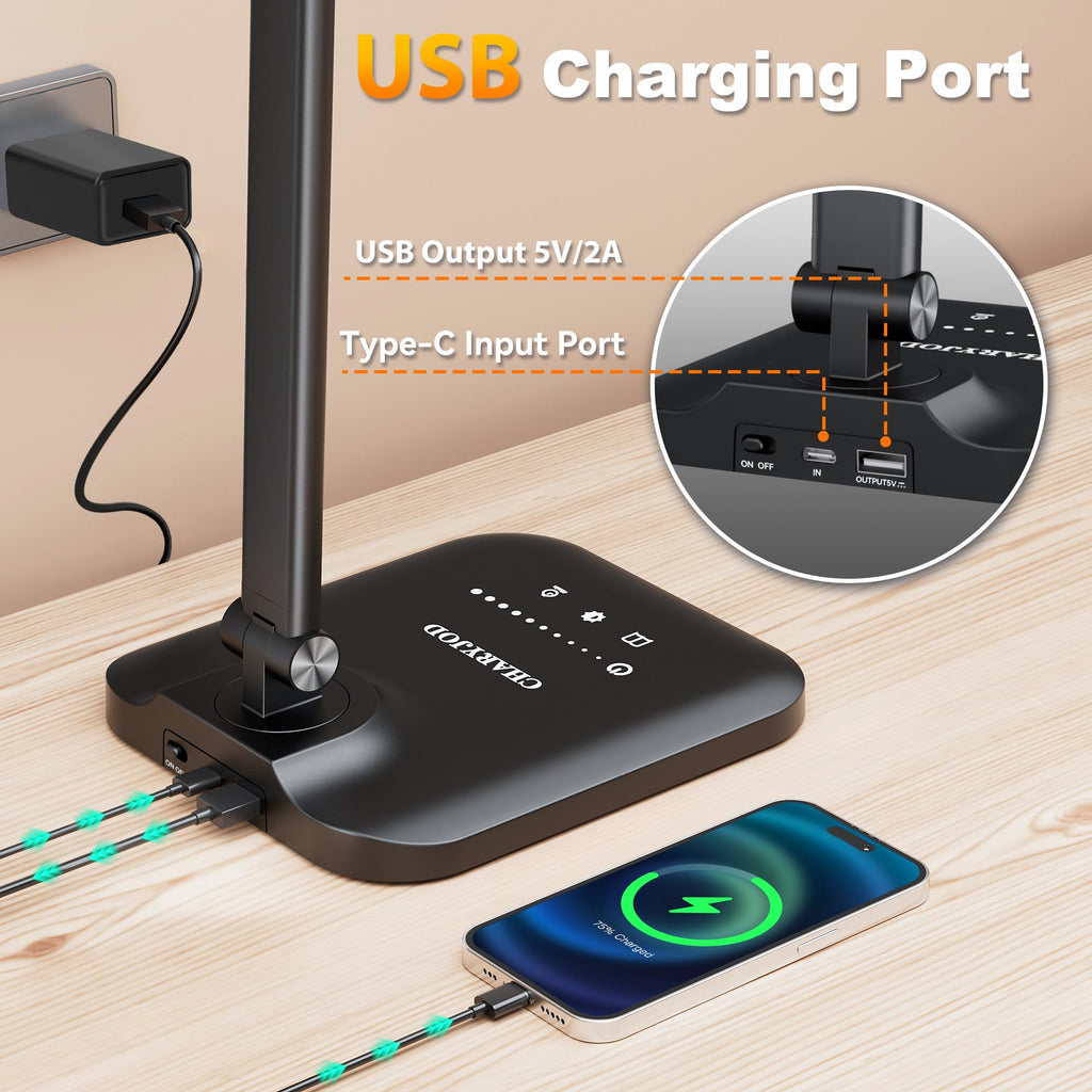 CHARYJOD LED Desk Lamp for Home and Office Workspaces