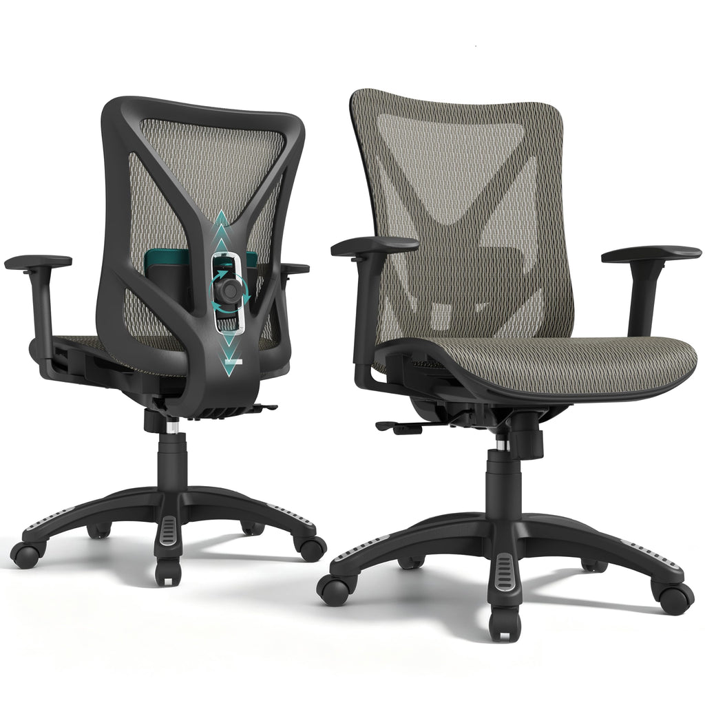 Ergonomic Office Chair, Mesh Computer Desk Chairs with BIFMA X5.1 Certified, Adjustable Lumbar Support, 3D Arm, Tilt Back, Wide Seat, Comfy Swivel Work Task Chair for Company and Home