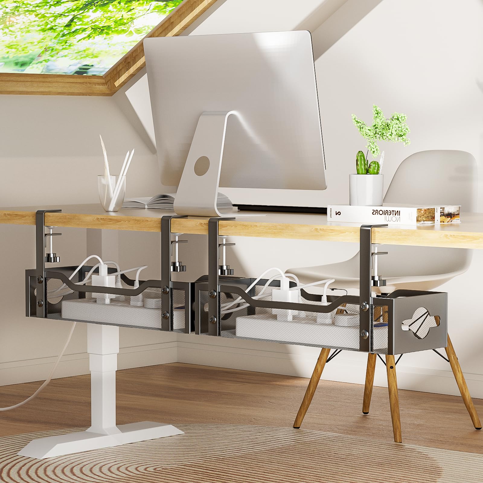 Under-Desk Cable Management Tray for Organized Workspaces