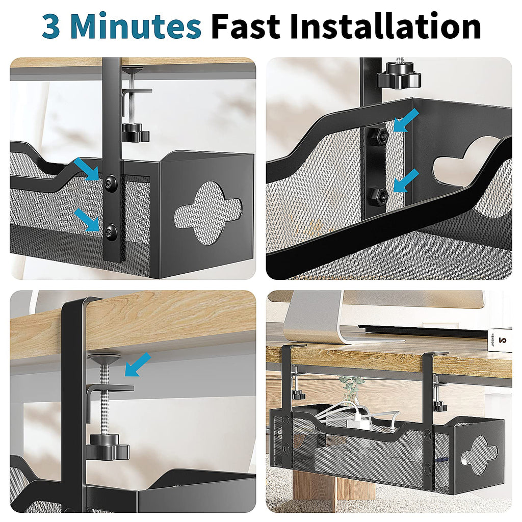 Under-Desk Cable Management Tray for Organized Workspaces