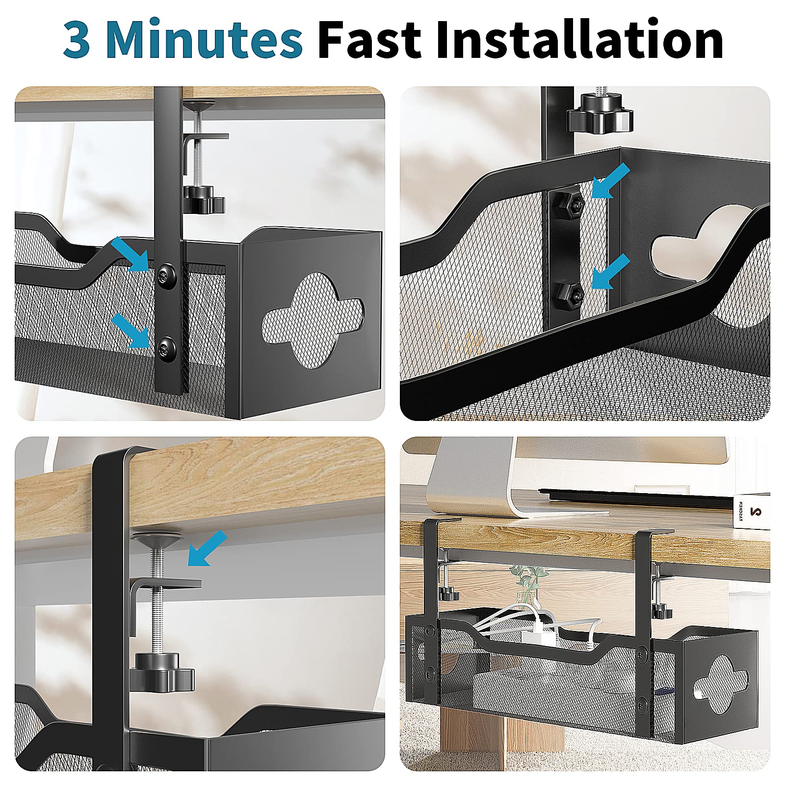 Under-Desk Cable Management Tray for Organized Workspaces