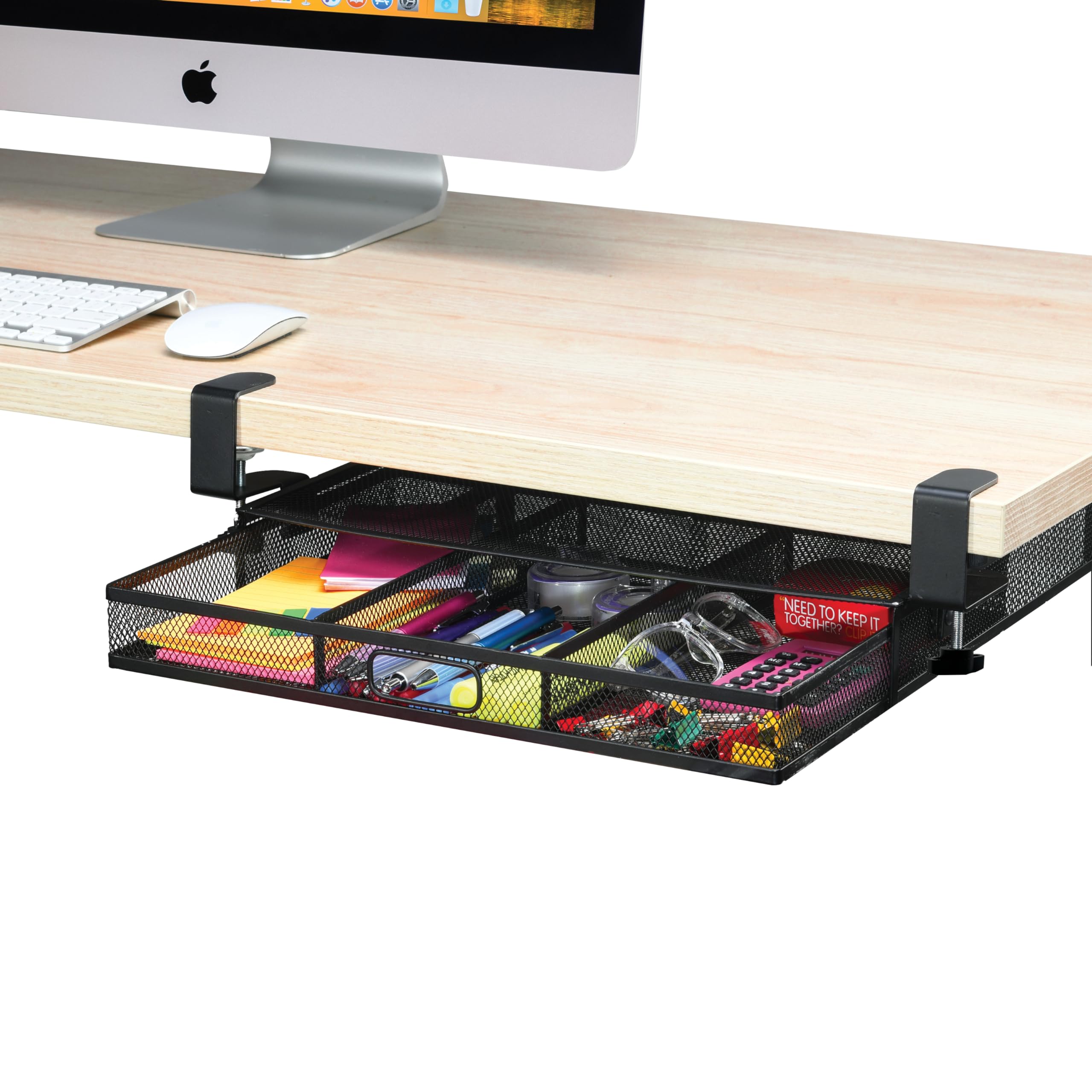 Clamp-On Under-Desk 2-Drawer Mesh Storage Organizer