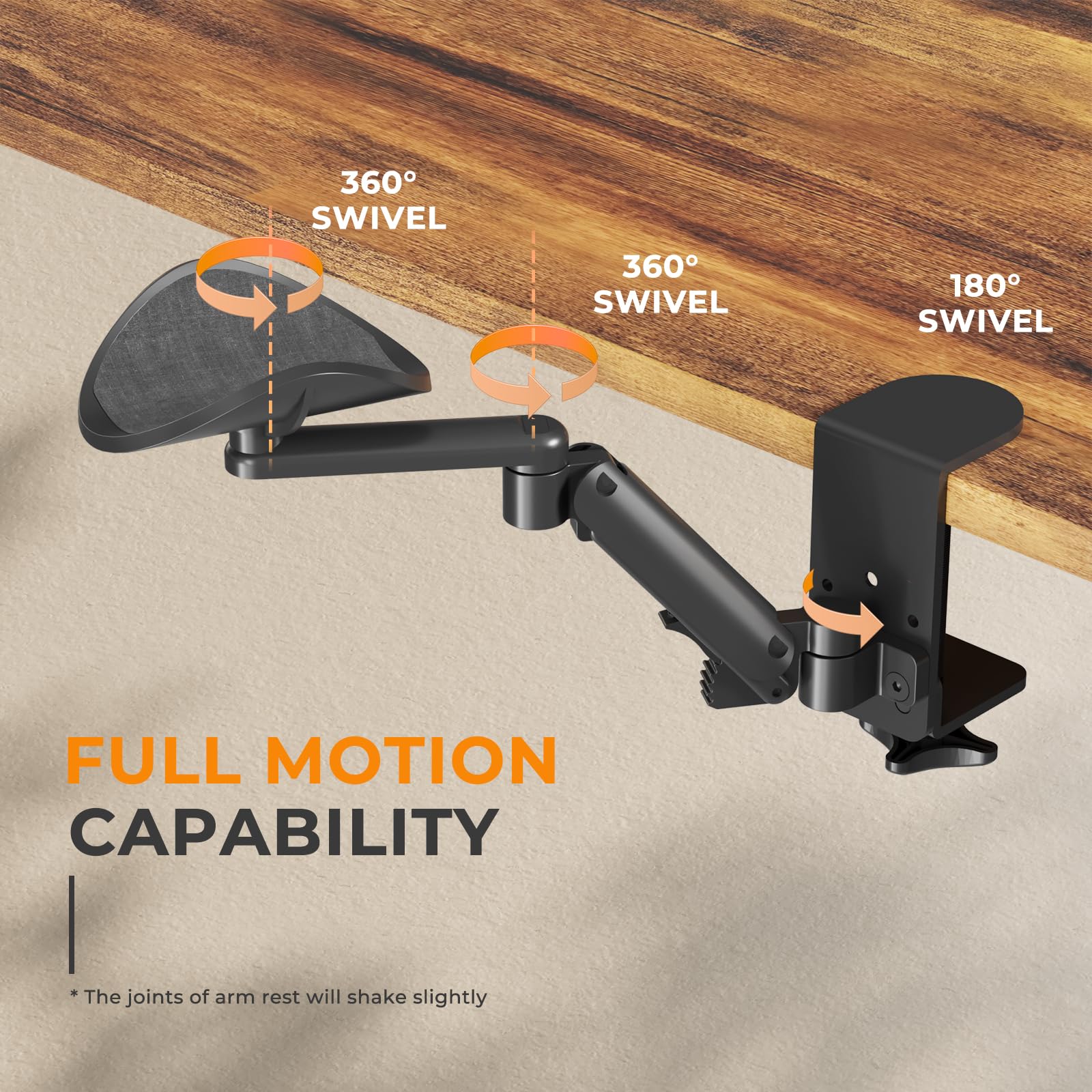 JOY worker Clamp-on Adjustable Armrest for Desk