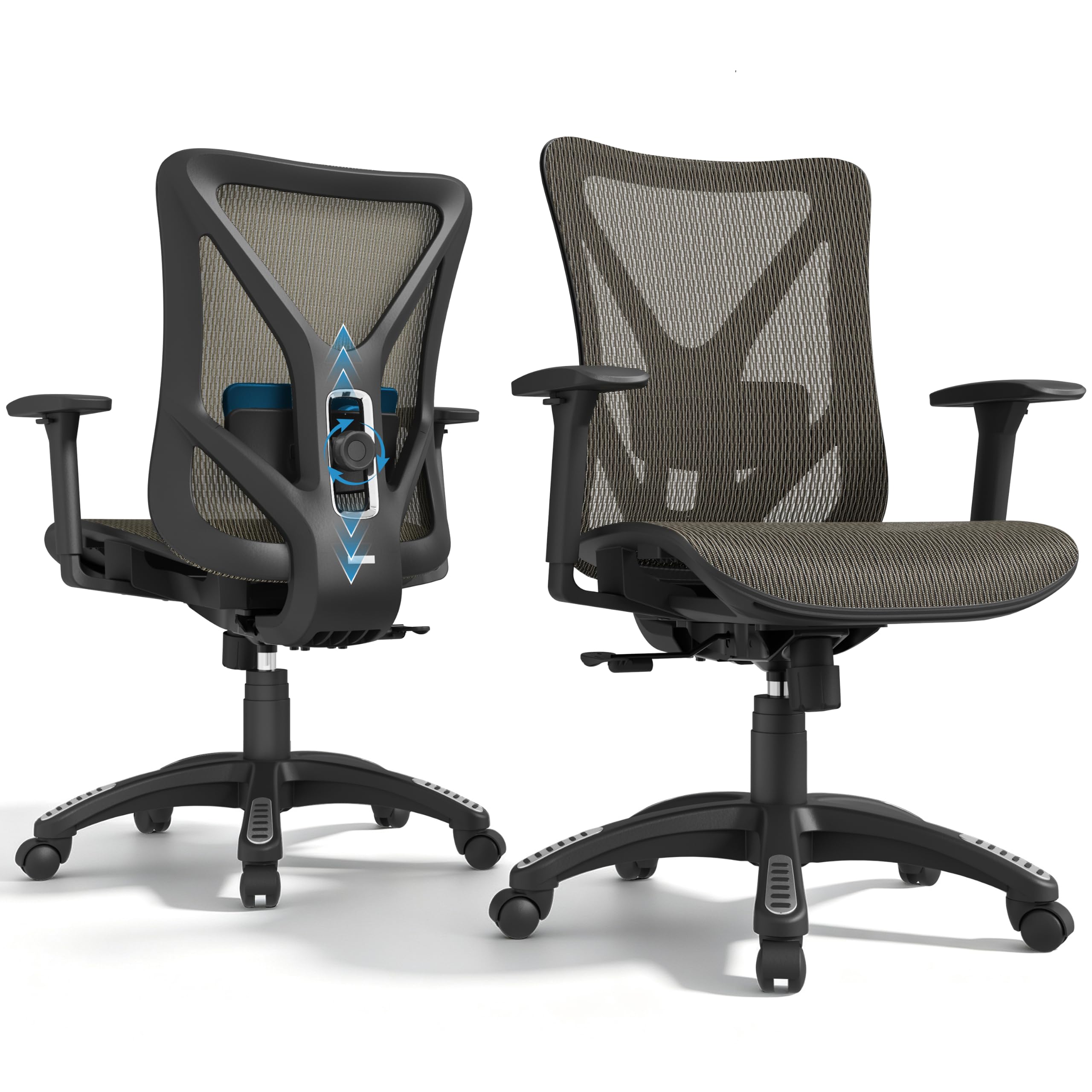 Ergonomic Office Chair, Mesh Computer Desk Chairs with BIFMA X5.1 Certified, Adjustable Lumbar Support, 3D Arm, Tilt Back, Wide Seat, Comfy Swivel Work Task Chair for Company and Home