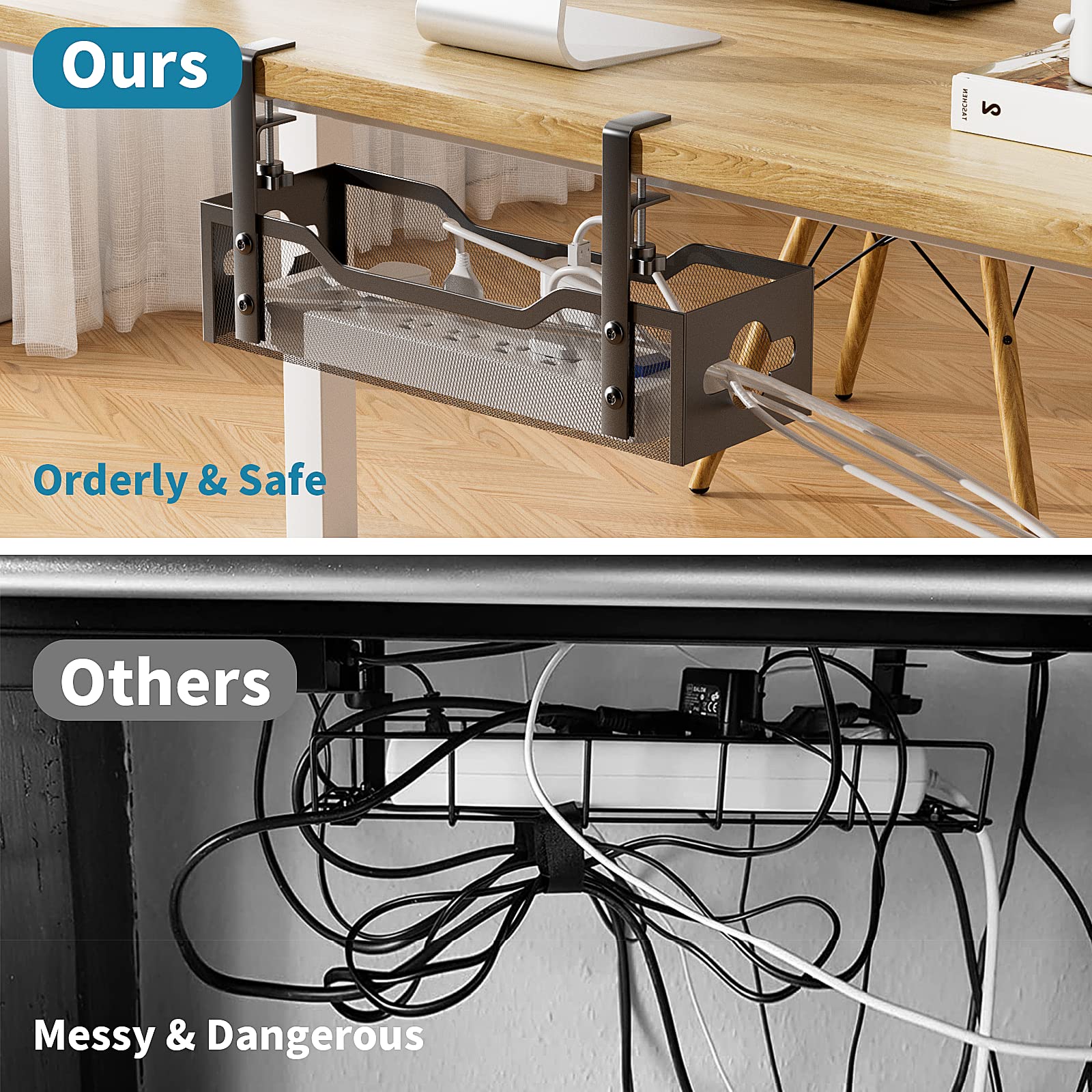 Under-Desk Cable Management Tray for Organized Workspaces