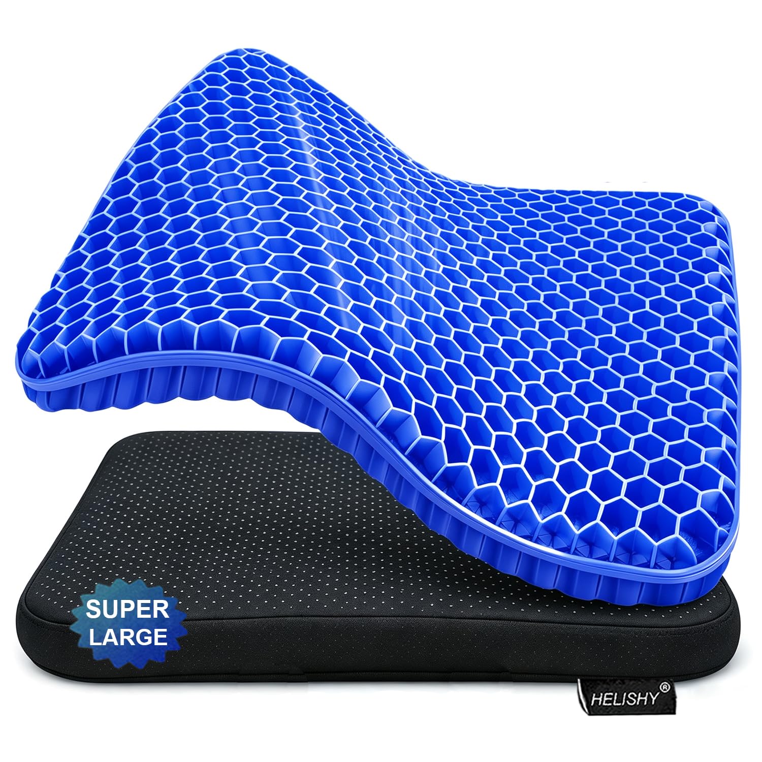 Helishy Gel Seat Cushion, Double Thick Egg Gel Cushion for Pressure Pain Relief, Breathable Wheelchair Cushion Chair Pads for Car Seat Office Chair