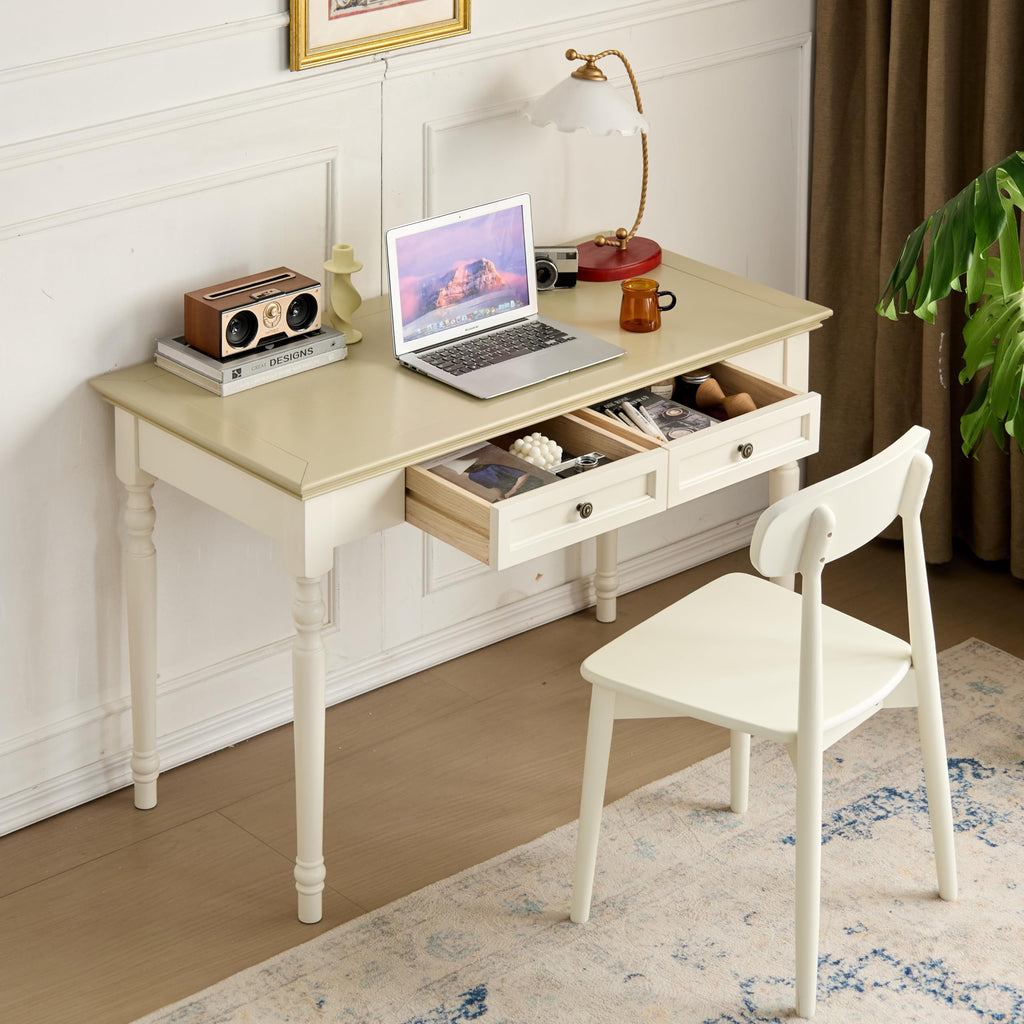 Conabaen 47" Solid Wood Writing Desk with Drawers
