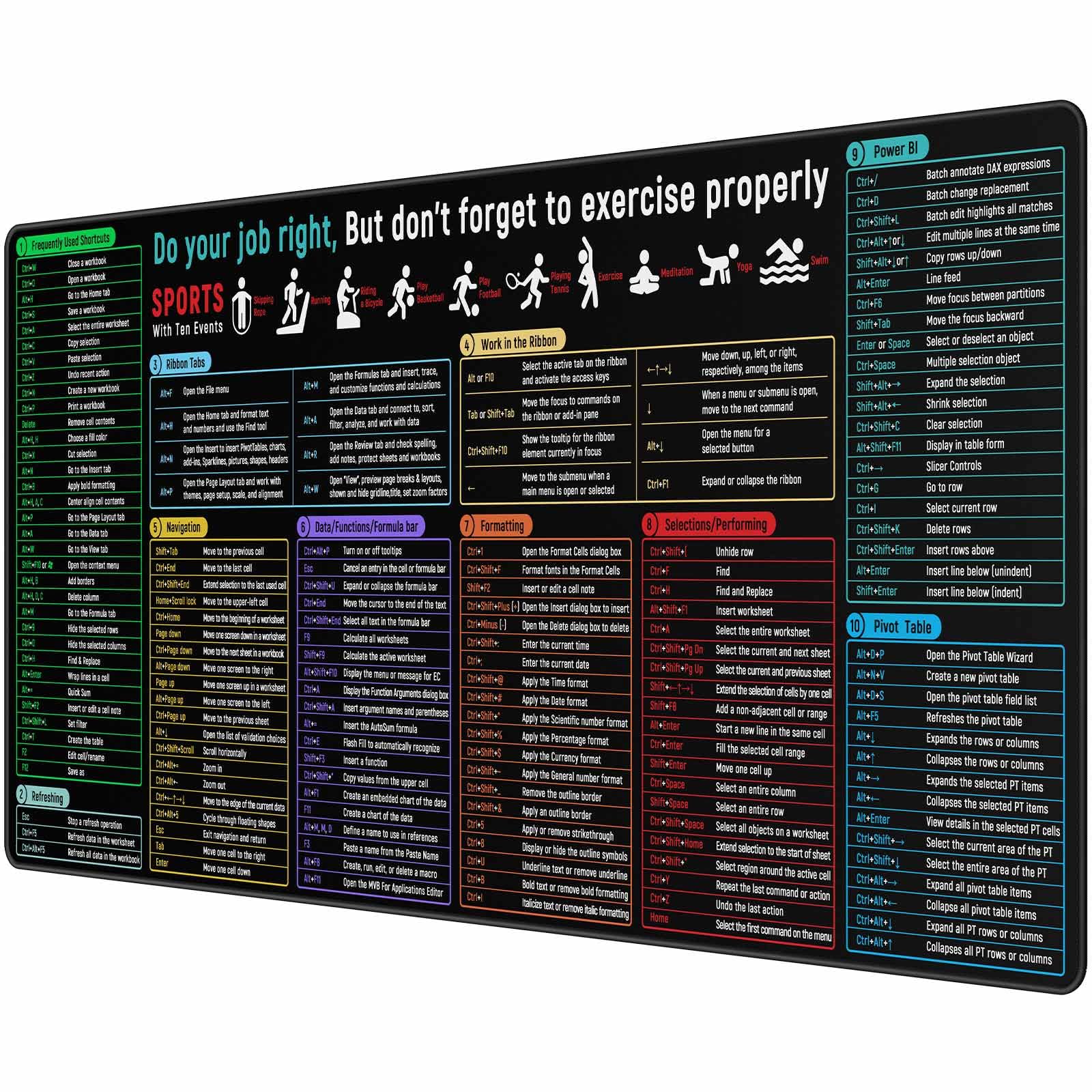 JIALONG Large Gaming Mouse Pad, XXL Desk Mousepad with Stitched Edges, Non-Slip Base Keyboard Pad
