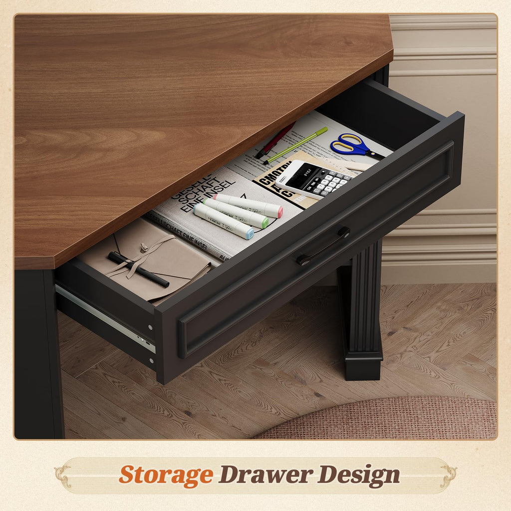 SEDETA Corner Desk for Small Space, Corner Computer Desk, Small Computer Desk with Drawers and Storage Shelves for Home Office, Living Room, Bedroom