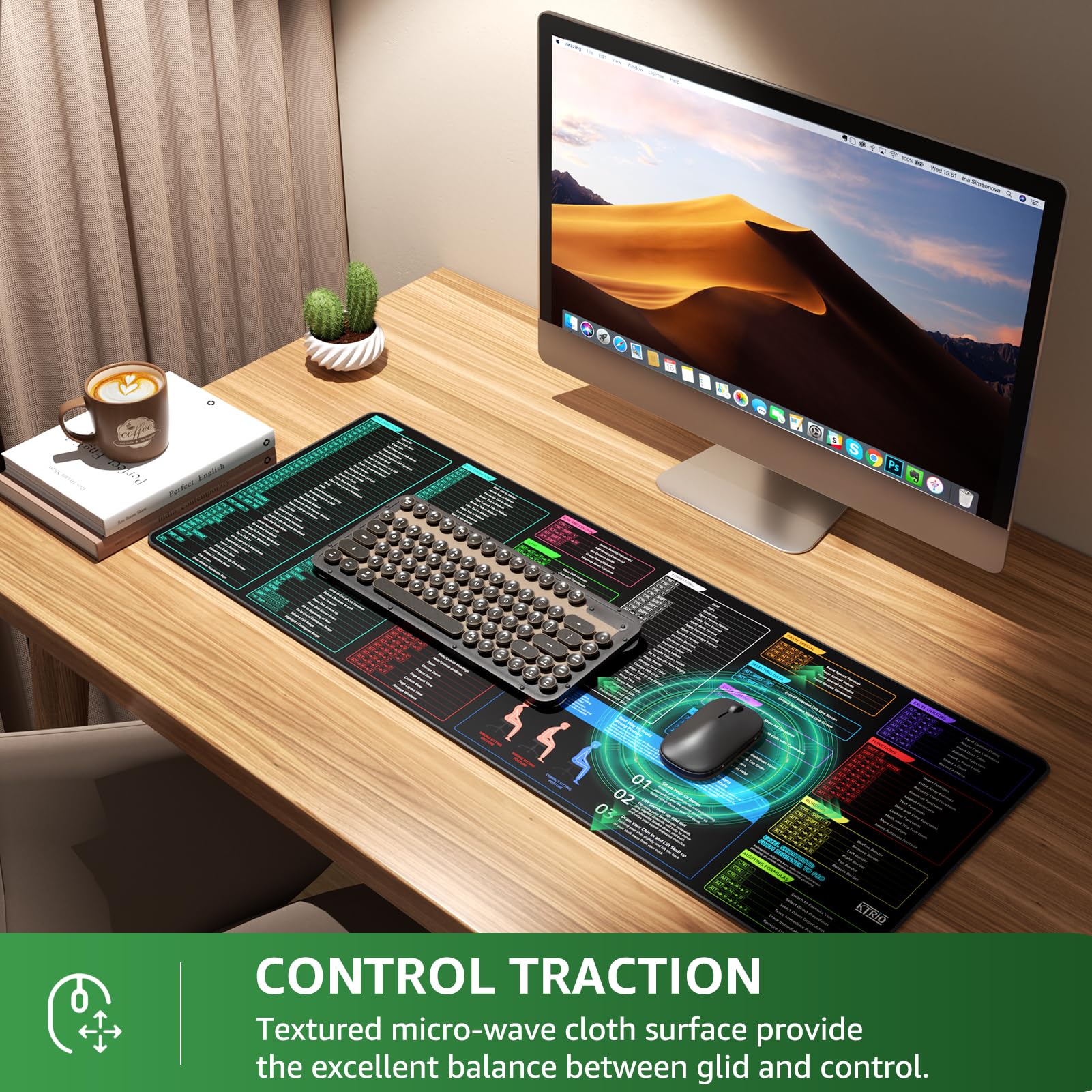 KTRIO Large Gaming Mouse Pad with Stitched Edges