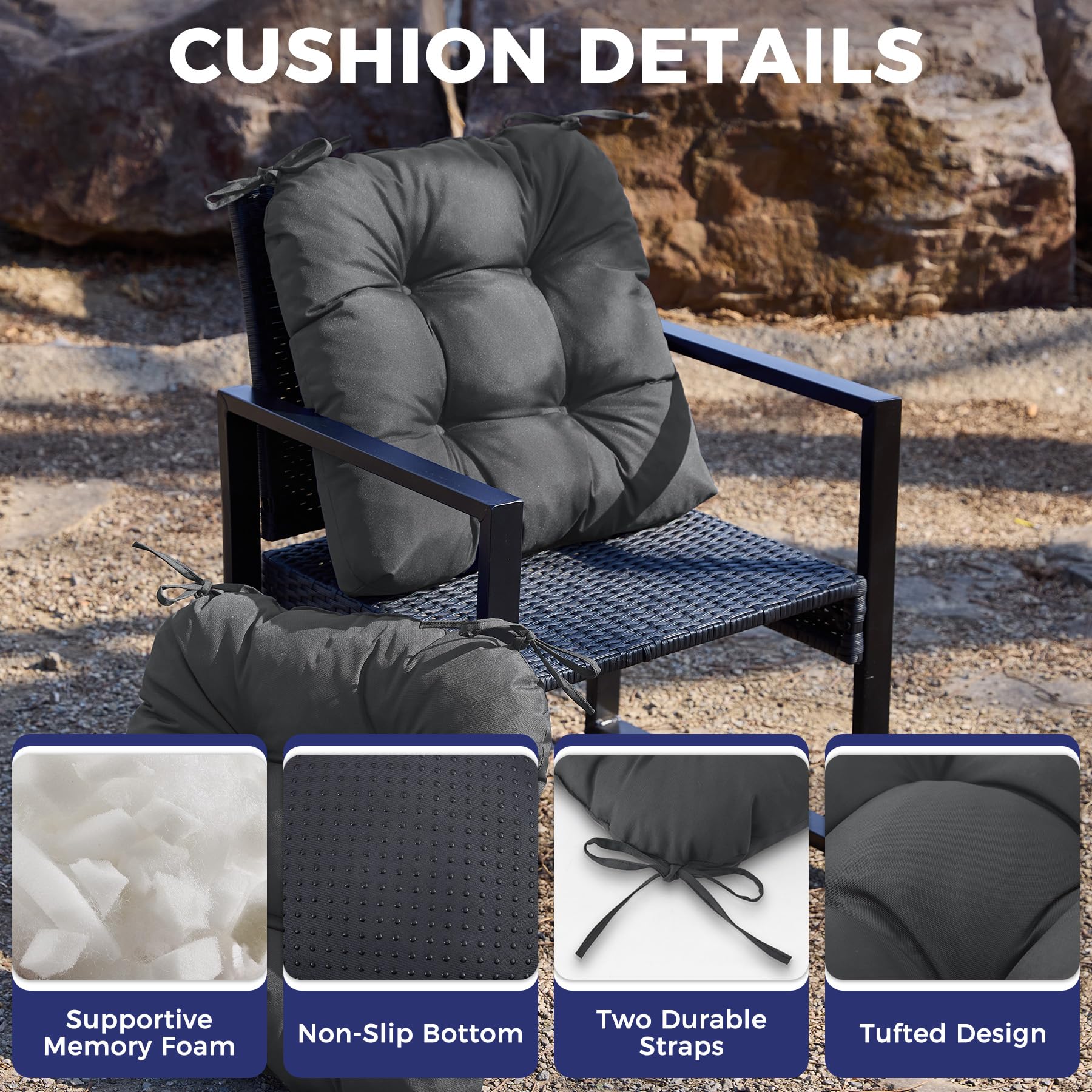 IASEAHK Outdoor Tufted Chair Cushions