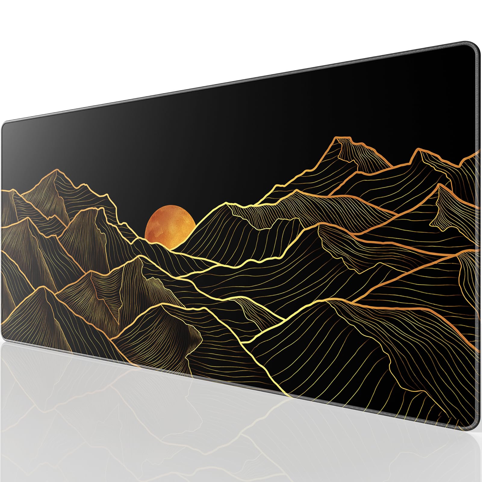 KTRIO Large Gaming Mouse Pad with Superior Micro-Weave Cloth, Extended Desk Mousepad with Stitched Edges, Non-Slip Base, Water Resist Keyboard Pad for Gamer, Office & Home