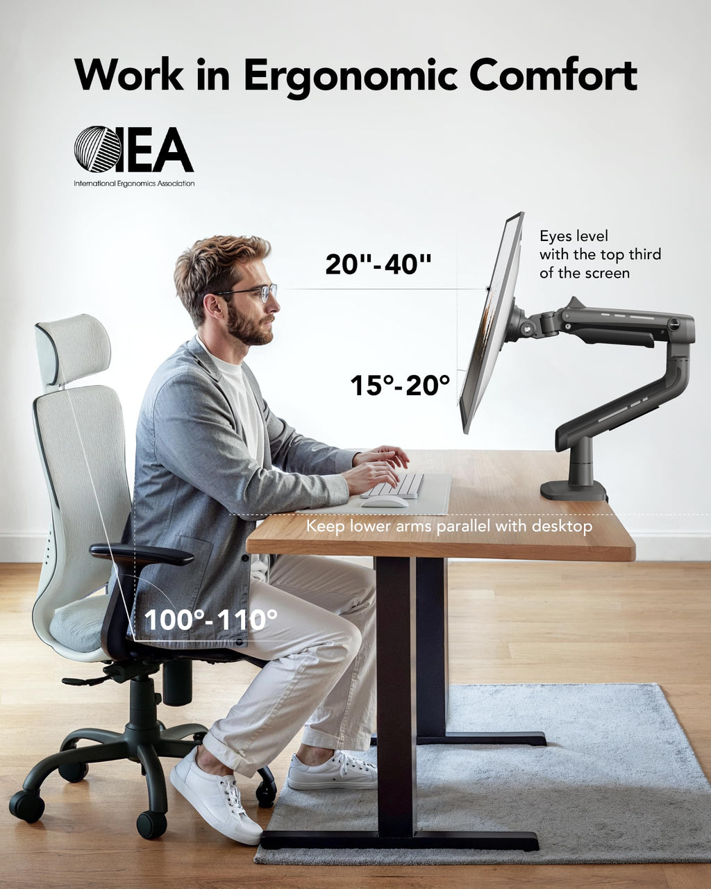 HUANUO Heavy Duty Monitor Arm for Ultrawide Screens