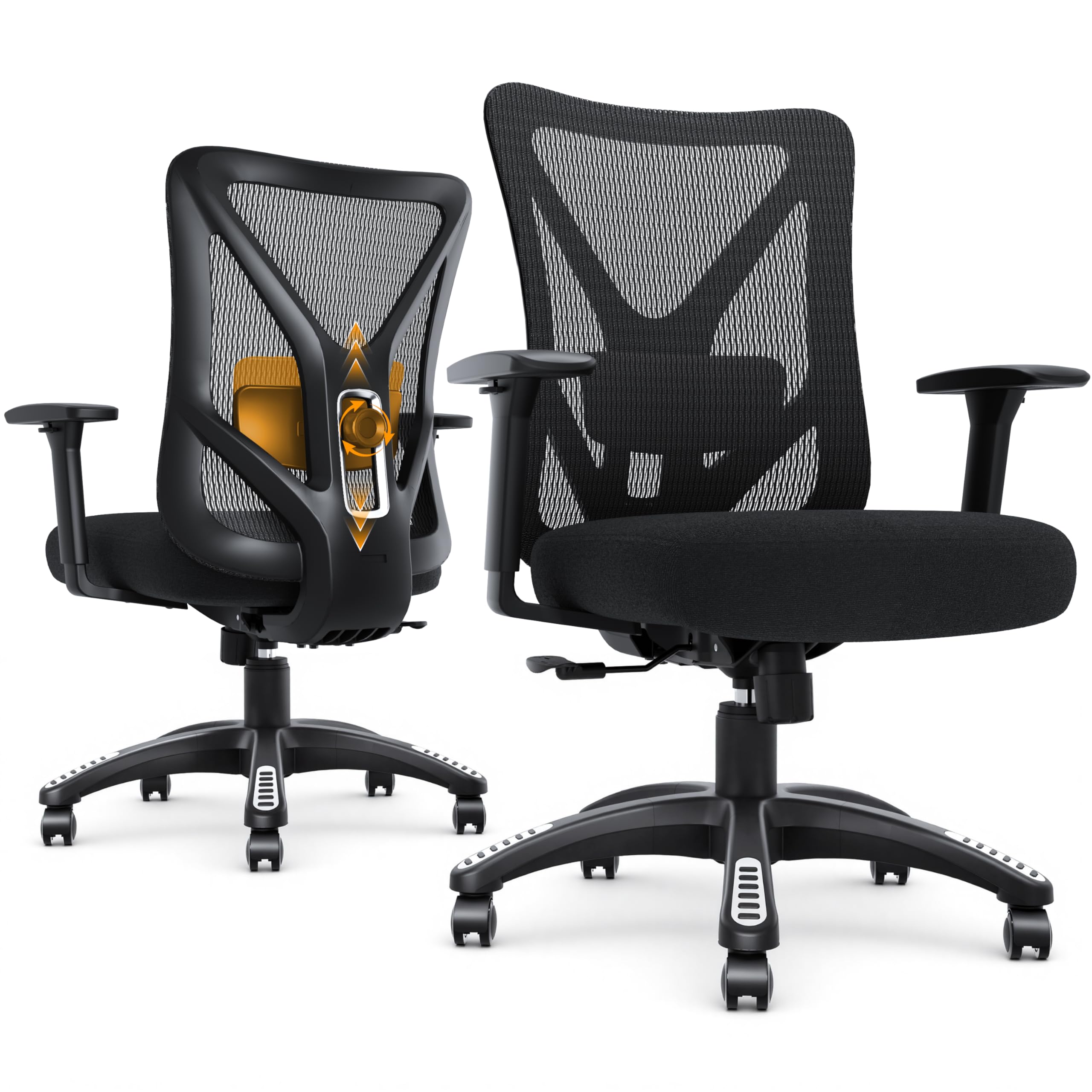 Ergonomic Office Chair, Mesh Computer Desk Chairs with BIFMA X5.1 Certified, Adjustable Lumbar Support, 3D Arm, Tilt Back, Wide Seat, Comfy Swivel Work Task Chair for Company and Home