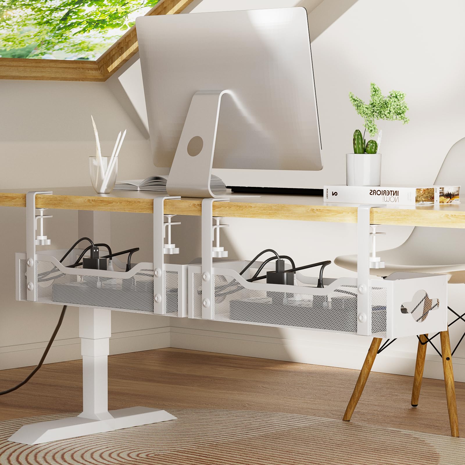 Under-Desk Cable Management Tray for Organized Workspaces