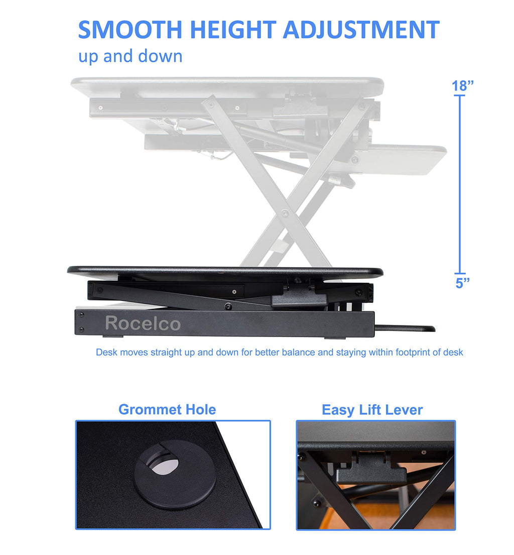 Rocelco 32" Height Adjustable Standing Desk Converter