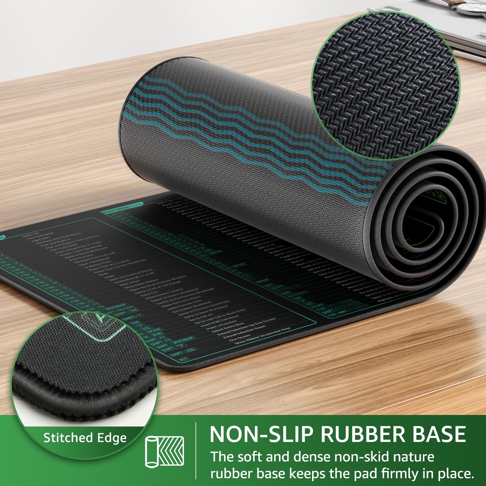 KTRIO Large Gaming Mouse Pad with Superior Micro-Weave Cloth, Extended Desk Mousepad with Stitched Edges, Non-Slip Base, Water Resist Keyboard Pad for Gamer, Office & Home