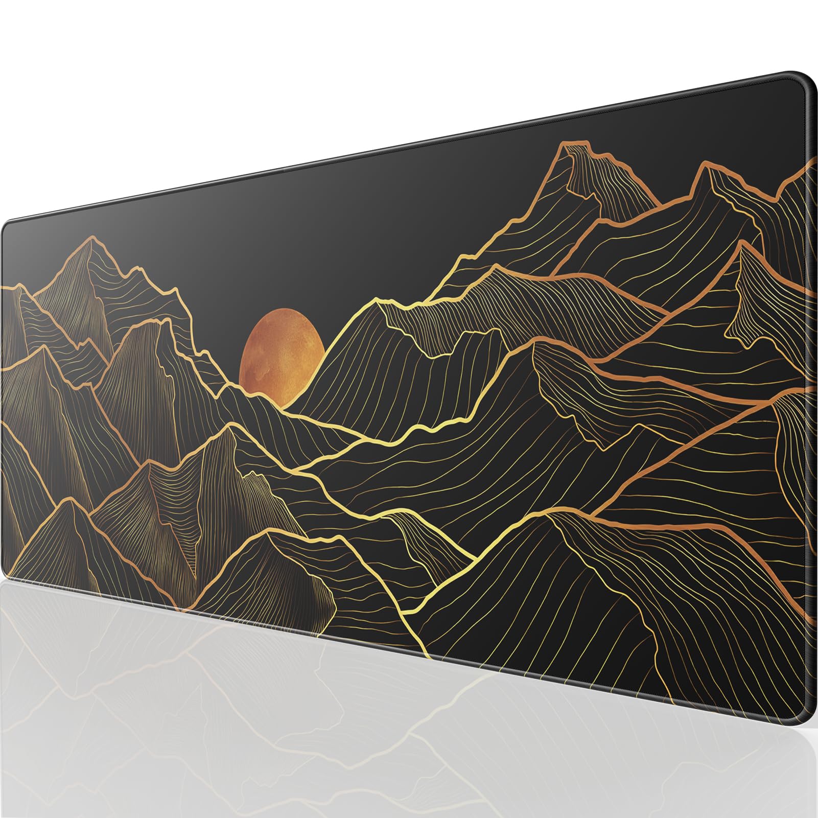 KTRIO Large Gaming Mouse Pad with Superior Micro-Weave Cloth, Extended Desk Mousepad with Stitched Edges, Non-Slip Base, Water Resist Keyboard Pad for Gamer, Office & Home