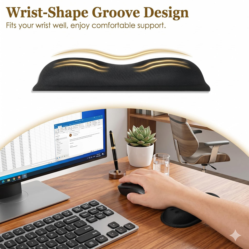 Axlteip Wrist Rest for Mouse - Ergonomic Memory Foam Computer Wrist Support Pad, Massage Holes Design for Wrist Pain Relief (5.5 x 3.1 x 1 in, Black)