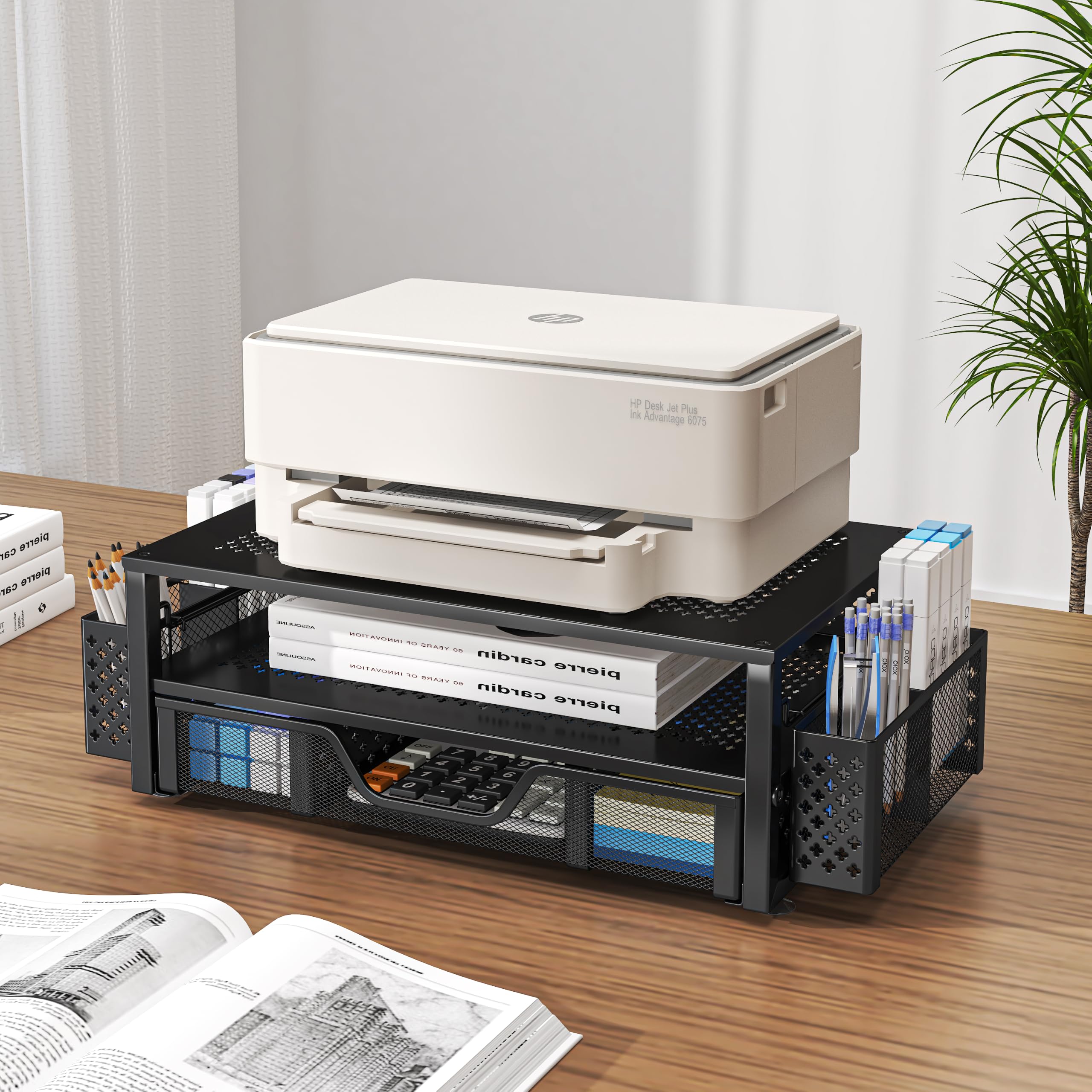 Simple Trending Metal Monitor Stand Riser and Computer Desk Organizer with Drawer for Laptop, Computer, iMac
