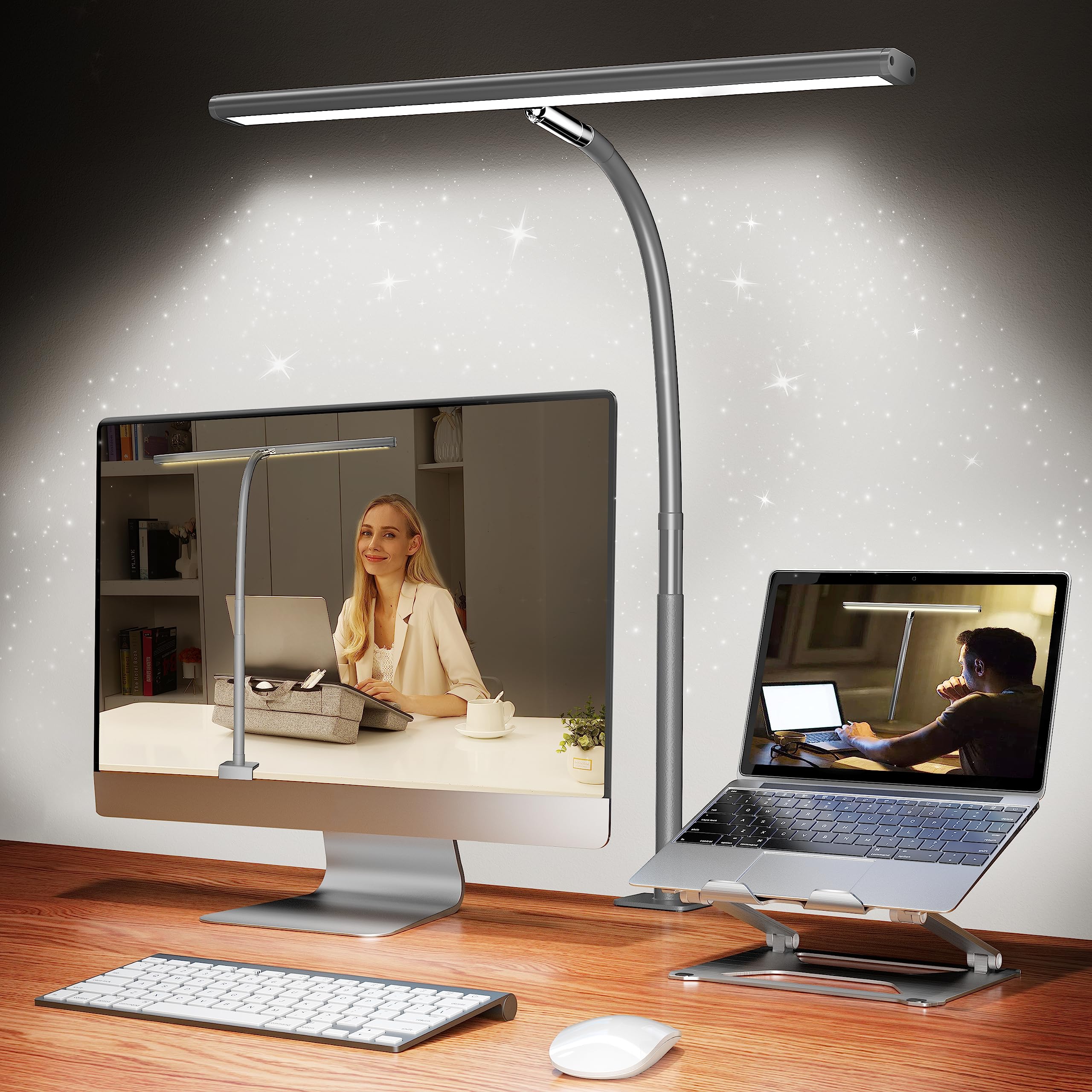 Airlonv 17-Inch Clamp LED Desk Lamp with Stepless Dimming