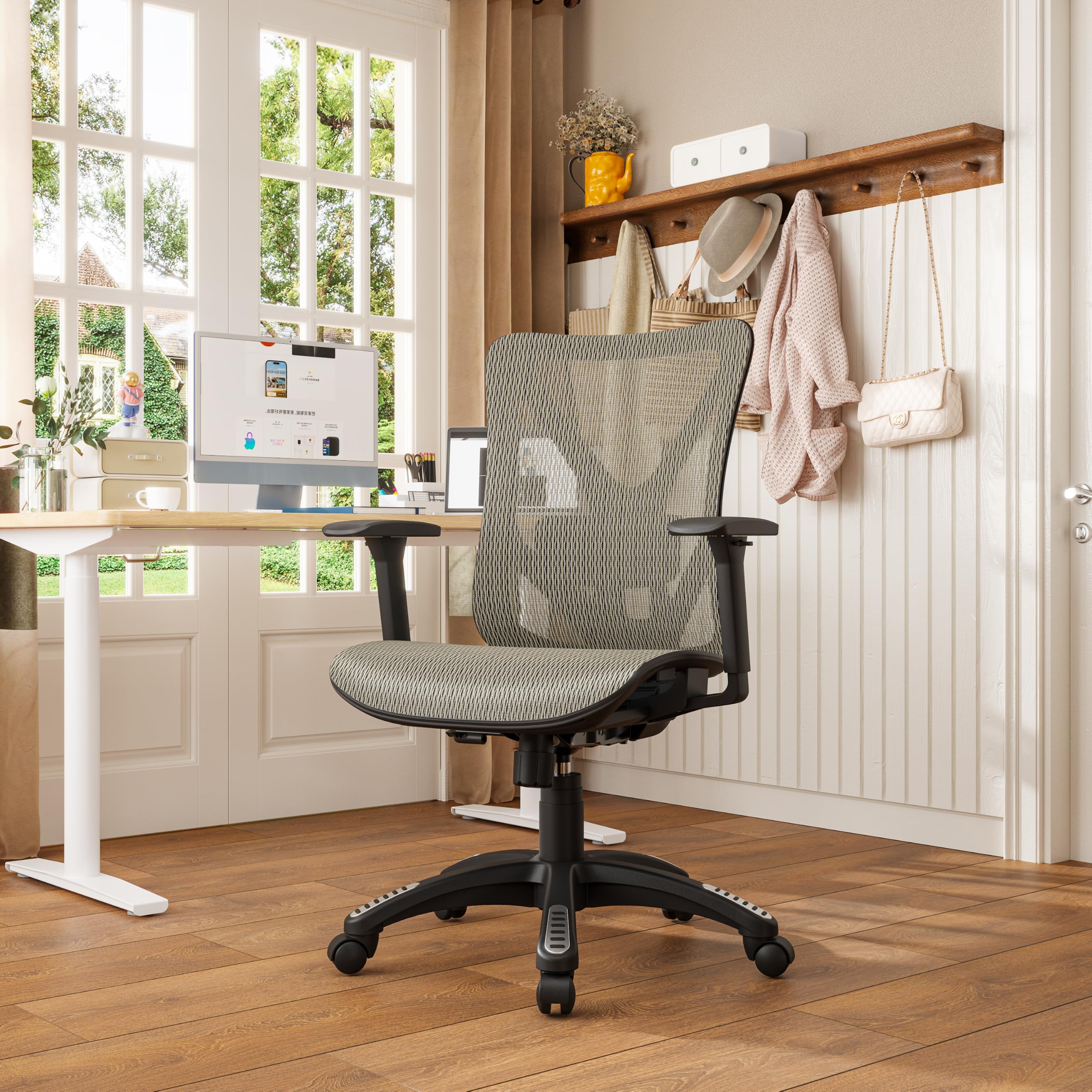 Ergonomic Office Chair, Mesh Computer Desk Chairs with BIFMA X5.1 Certified, Adjustable Lumbar Support, 3D Arm, Tilt Back, Wide Seat, Comfy Swivel Work Task Chair for Company and Home