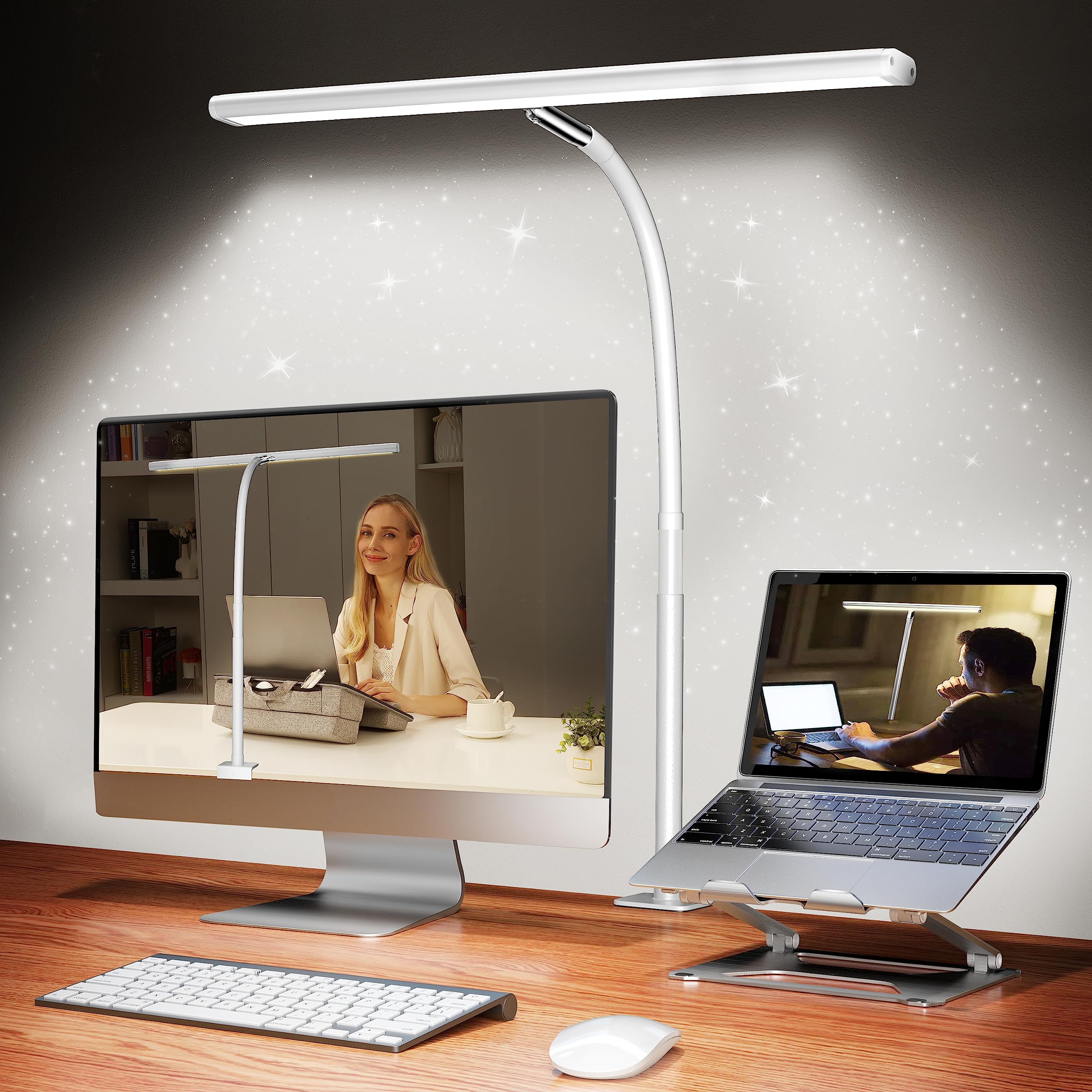 Airlonv 17-Inch Clamp LED Desk Lamp with Stepless Dimming