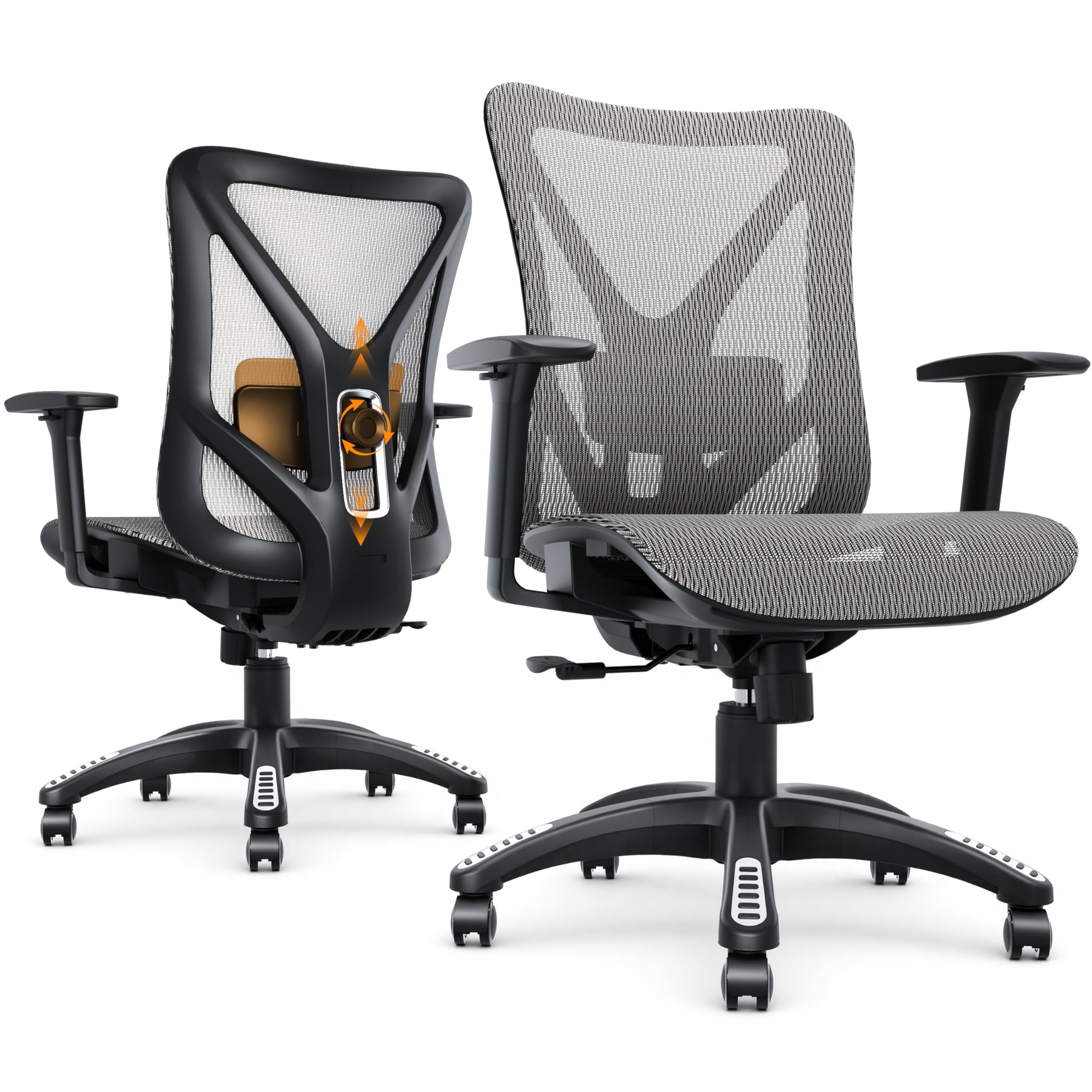 Ergonomic Office Chair, Mesh Computer Desk Chairs with BIFMA X5.1 Certified, Adjustable Lumbar Support, 3D Arm, Tilt Back, Wide Seat, Comfy Swivel Work Task Chair for Company and Home